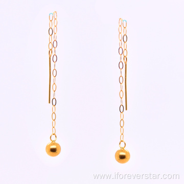 Round Bead 18K Gold Jewelry Earrings